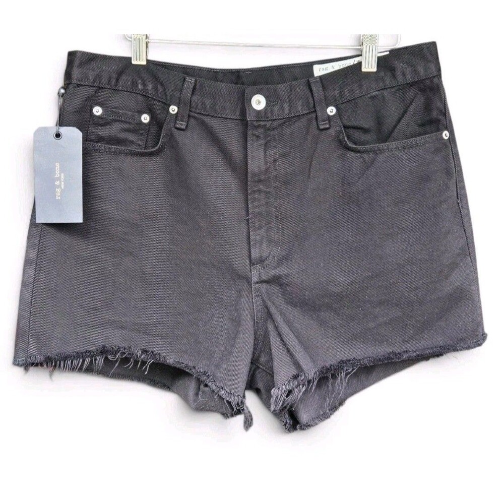Rag & Bone Justine Shorts Women Size 32 Black Raw Hem Denim Shorts NWT